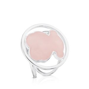 TOUS SILVER CAMILLE RING ROSE QUARTZ